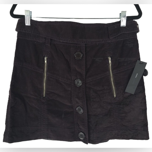 NWT MARC JACOBS Corduroy Button up Belted Mini Skirt RUM RAISIN W22231 Size 10 - Picture 1 of 10